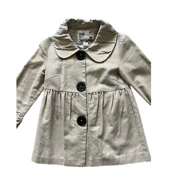 Kensie Heavy Jacket Artsy Buttons Gold Metallic Detail Size 10 Linen Lagenlook - Picture 12 of 12